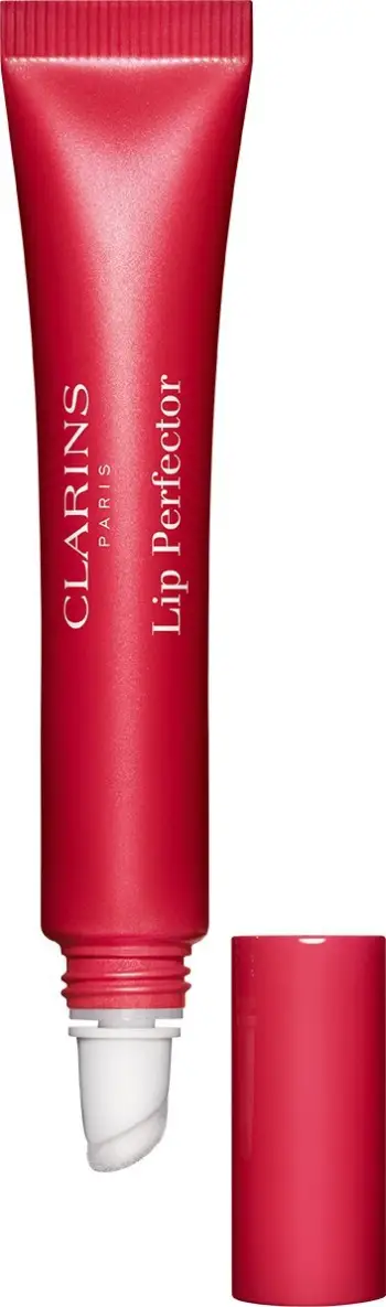 Balsam buzësh dhe faqesh Clarins Lip Perfector 2 in 1, 0.35oz, efekt shkëlqyes, rozë