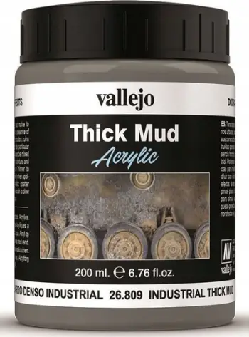 Pastë teksturale Vallejo Industrial Thick Mud, për diorama, 200ml, gri