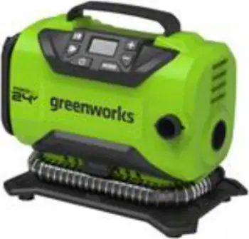 Kompresor mini për makinë Greenworks G24IN, 24V, ekran LCD, i gjelbër