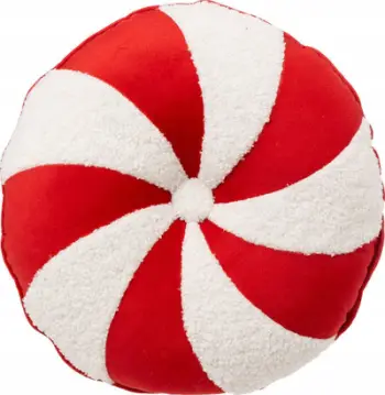 Jastëk dekorativ Feeric Christmas, rrumbullakët D 40 cm, poliester, i kuq dhe i bardhë