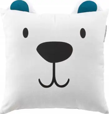 Jastëk dekorativ North Pole Polar Bear Head, 40x40cm, pambuk, i bardhë