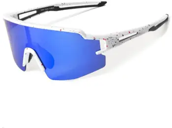 Syze sportive Rockbros, lente të polarizuara, mbrojtje UV400, kornizë e bardhë lente blu