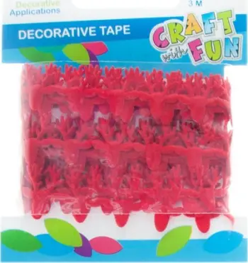 Shirit dekorativ Craft with Fun Reindeer, 2m, 1.6cm, i kuq