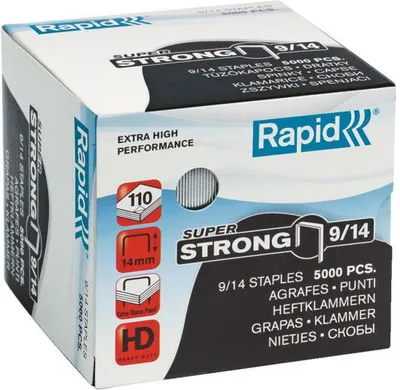 Kapëse zyre Rapid SUPER STRONG 9x14mm, 5000 copë, metalike - 1