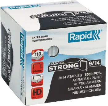 Kapëse zyre Rapid SUPER STRONG 9x14mm, 5000 copë, metalike