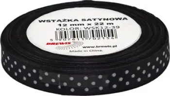 Shirit dekorativ saten me pika, 12mm, 22m, i zi