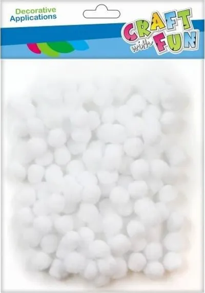 Pompon dekorativ Craft with Fun, 1 cm, 120 copë, i bardhë - 1