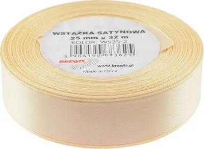 Shirit dekorativ sateni Brewis 2, 25mm, 32m, ecru - 1