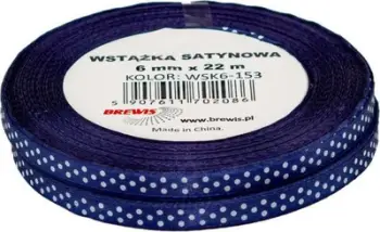 Shirit dekorativ sateni me pika, 6mm x 22m, 2 copë, blu navy