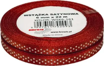 Shirit dekorativ sateni me pika, 6mm x 22m, set 2 copë, i kuq