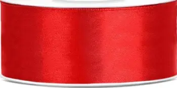 Shirit dekorativ Satiny Ribbon, 25mm, 25m, i kuq