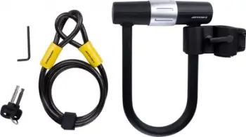 Bravë biçiklete Dunlop U-Lock, kabllo 120 cm, çelik, e zezë