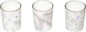 Set qirinj aromatikë Christmas, 3 copë, në gotë, shumëngjyrësh