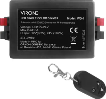 Rregullator LED Orno WD-1, 12-24V DC, me telekomandë RF, i zi