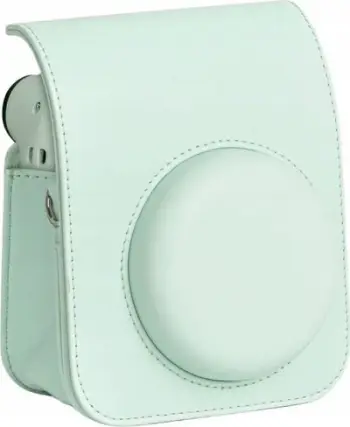 Çantë mbrojtëse LoveInstant për Fujifilm Instax Mini 12, lëkurë eco, me rrip, jeshile mentol