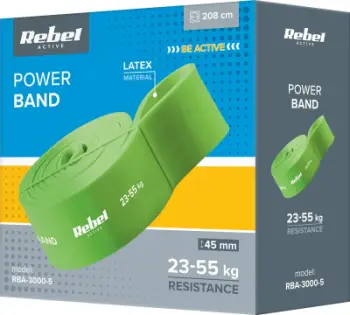 Shirit elastik Rebel Active Power Band PL-5, 23-55 kg, latex, i gjelbër
