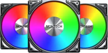 Ventilator kase Montech Metal Pro 12 ARGB, 120mm, set 3 copë me hub, i zi