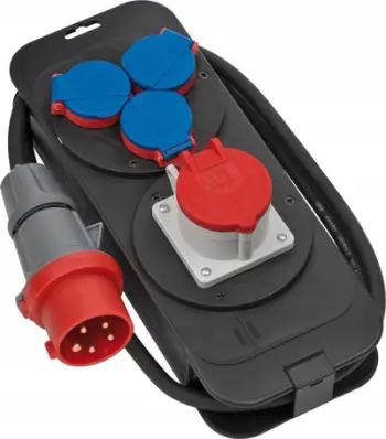 Shirit elektrik Brennenstuhl 1151600010, 4 dalje AC, 6400W 16A, i zi blu e kuqe
