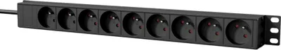 Shirit energjie rack Caymon PSR119FS/B, 9x Type E, 1U, 2.5 m, i zi - 1