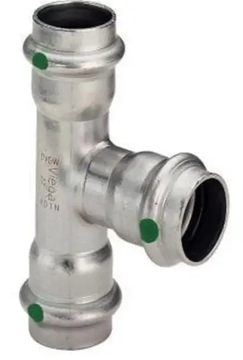 T pjesë tubacionesh Viega Sanpress Inox 2318, 18x18x18mm, çelik inox