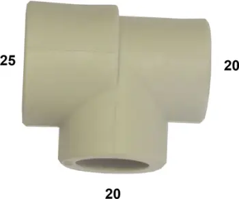 T reductor PP KAN 25x20x20, për sistem të salduar, gri
