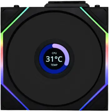 Ventilator kaste Lian Li UNI FAN TL LCD Wireless Reverse Blade 120mm ARGB PWM, i zi