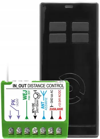 Telekomandë IN OUT Distance Control, 2 kanale, 12 24V, e zezë
