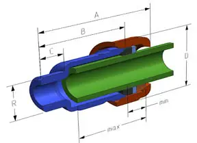 Konektor AGAflex AK, MI 1" dhe 1/4", 32 mm, metalik