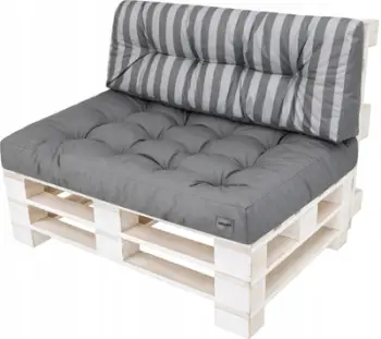 Jastëk palete Hobbygarden LEO 1+1, set ulëse dhe mbështetëse, poliuretan, gri me vija