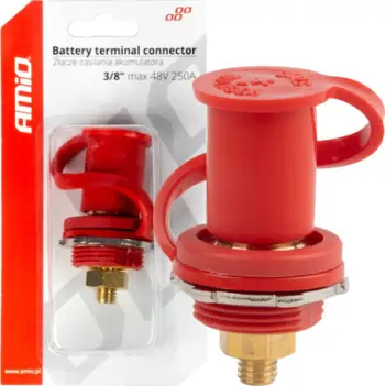 Konektor baterie AMIO AMIO-03814, 250A, 12V 24V 48V, i kuq