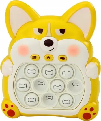 Lodër arcade Lean Toys Pop It Fox, 7 lojëra, interaktive sensoriale, e verdhë