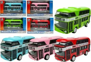 Lodër autobus me dy kate Leantoys MIX, me mekanizëm pull back, shumëngjyrësh