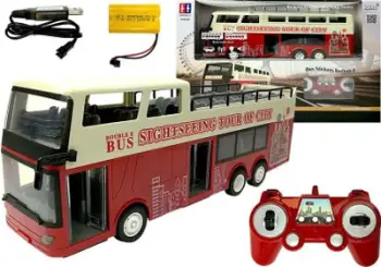 Lodër autobus me telekomandë Leantoys Double Decker Bus, 1:18, R/C 2.4G, e kuqe