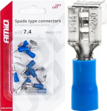 Konektor degëzues femër 7.4/6.3mm, për kabllo 0.75–2.5mm², ngjyrë blu
