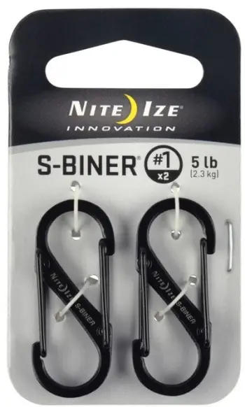 Karabinë dyanshe Nite Ize S-Biner #1 SB1-2PK-01, set 2 copë, çelik inox, e zezë