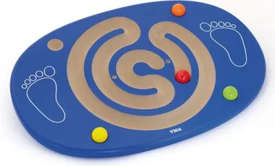 Lodër balancuese Viga Balancing Disc, dru ahu, me toptha shumëngjyrësh - 1