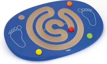 Lodër balancuese Viga Balancing Disc, dru ahu, me toptha shumëngjyrësh