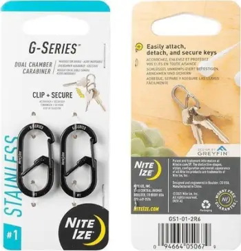 Karabinë Nite Ize G-Series 1, set 2 copë, çelik inox, e zezë