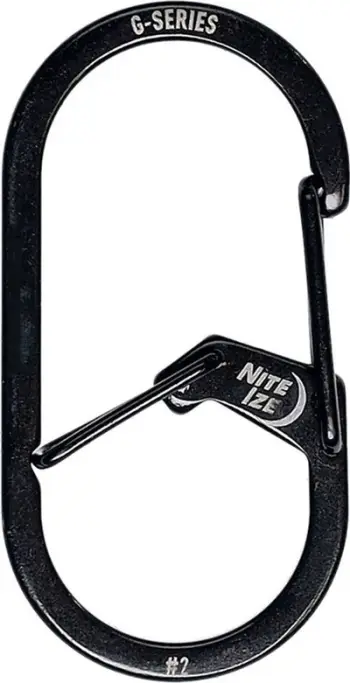 Karabinë Nite Ize G-Series #2, çelik inox, dy dhoma, e zezë