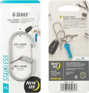Karabinë Nite Ize G-Series Dual Chamber #4, çelik inox, argjendtë