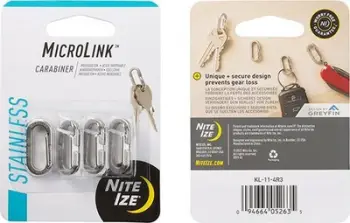 Karabinë Nite Ize Microlink KL-11-4R3, set 4 copë, 1", ngjyrë argjendi