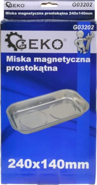 Tabaka magnetike drejtkëndore GEKO, 240x140mm, krom, me gomë - 4