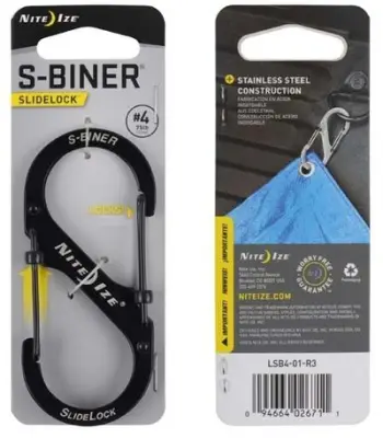 Karabinë Nite Ize S-Biner SlideLock #4, çelik inox, e zezë