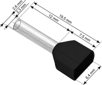 Konektor i izoluar ferrule XTREME 2x1.5 mm, 12 mm, set 100 copë, i zi