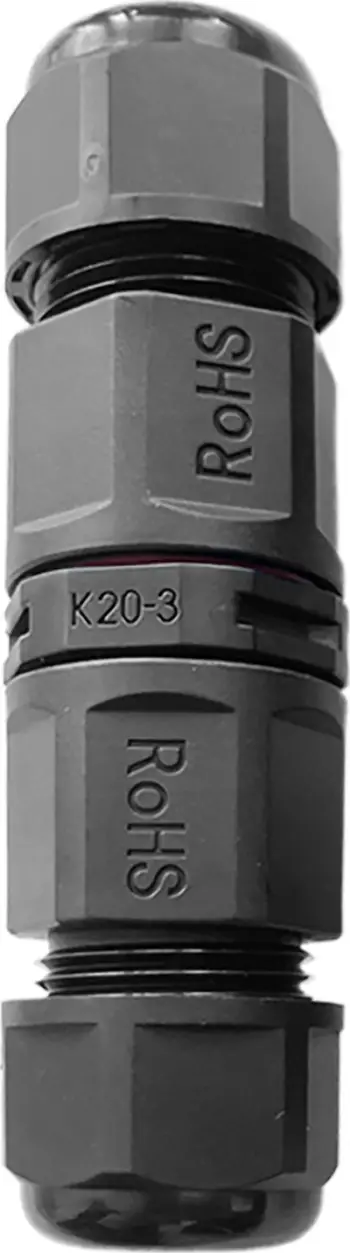 Konektor kabllor i drejtë IP68, 3x4mm², 400V 25A, i zi