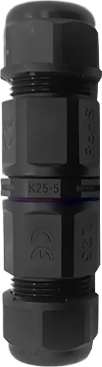 Konektor kabllor i drejtë IP68, 5x4mm², 400V 25A, i zi