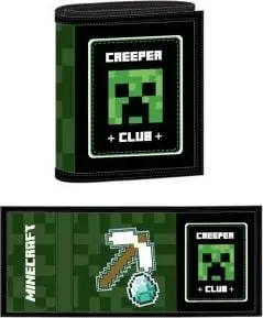 Portofol Minecraft Creeper, mbyllje me velcro, për fëmijë, jeshil