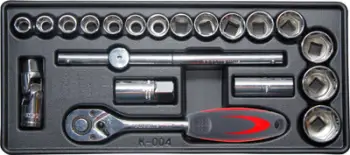 Tabaka organizuese për set çelësash 1/2", 21 copa, e zezë