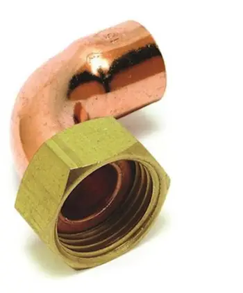 Konektor këndor valvule me vulë të sheshtë, bakër 22mm, menteshë bronzi 3/4"