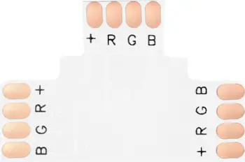 Konektor LED RGB në formë T, 10mm, 4 pin, i bardhë